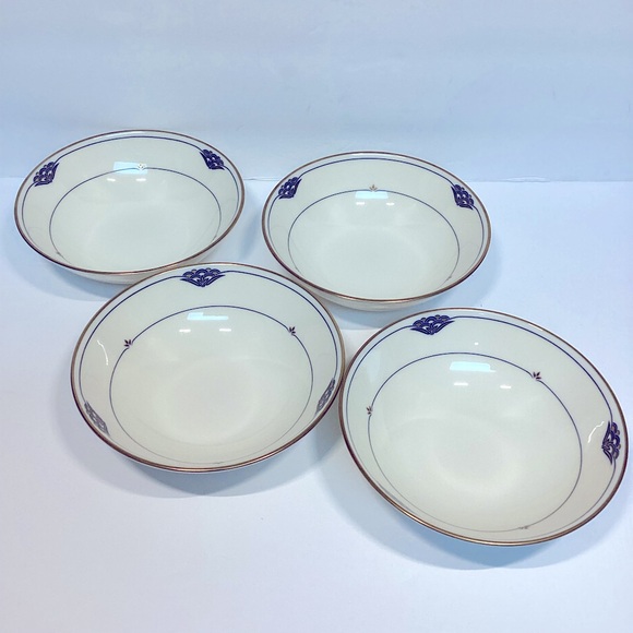 Vtg 4 GORHAM CHINA Florentine Lapis Fruit Dessert Small Bowl 4.25” x 1.5” HTF - Picture 3 of 9